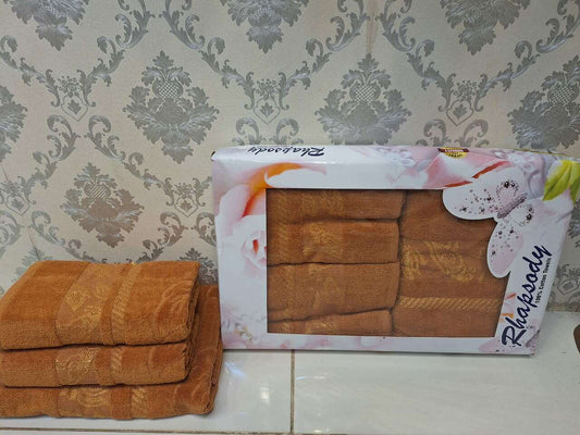 Premium Towel Box Set | 3-Piece 100% Cotton Towels | High-Quality Bath & Hand Towels" Golden Grand Bazaar