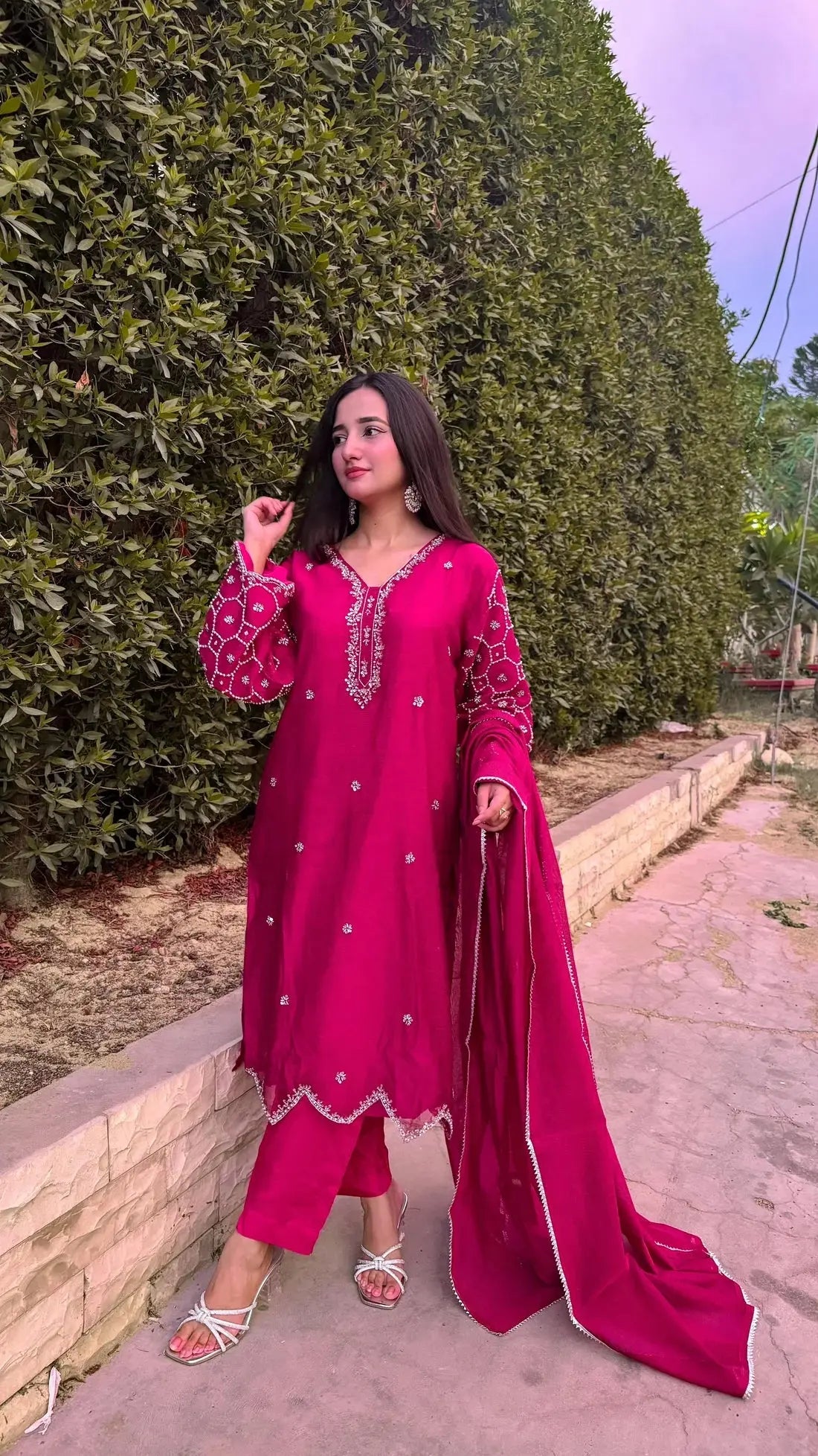 Khaddi Net 3pc - Pink Outfit Grand Bazaar