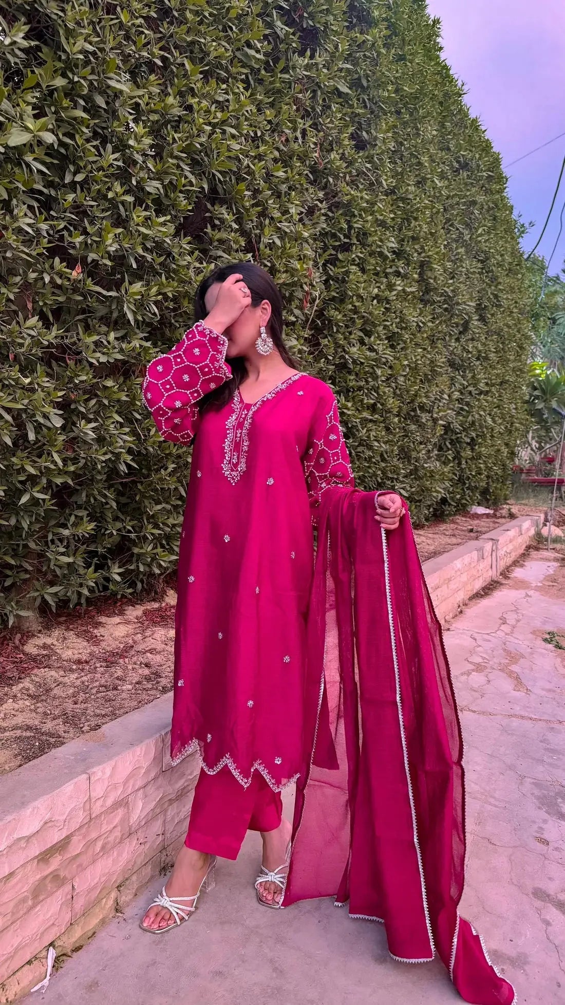 Khaddi Net 3pc - Pink Outfit Grand Bazaar