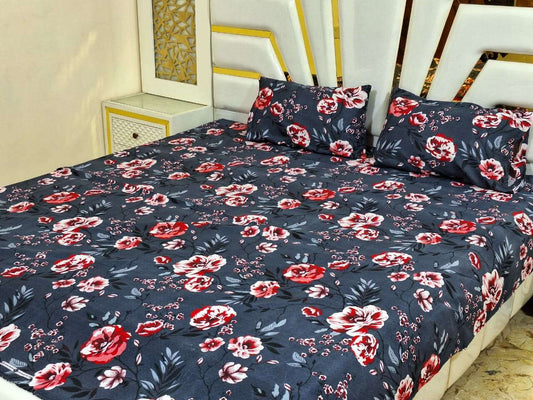 3D Cotton Satin King Size Bedsheet | Grey1 Grand Bazaar