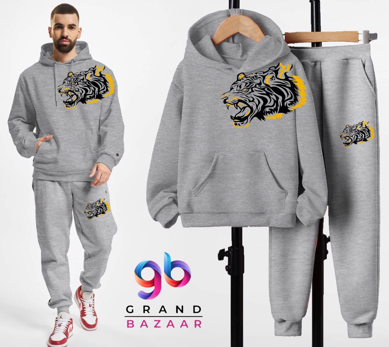 Men's Printed Fleece Hoodies & Trousers Set for Winter Grand Bazaar