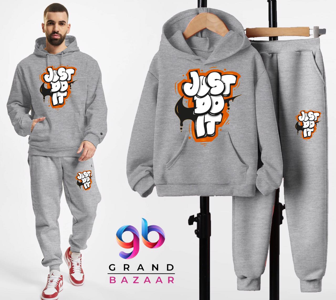 Men's Printed Fleece Hoodies & Trousers Set for Winter Grand Bazaar