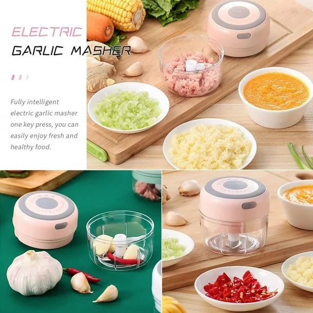 Rechargeable 250ML 3-Blade Garlic Food Processor Chopper