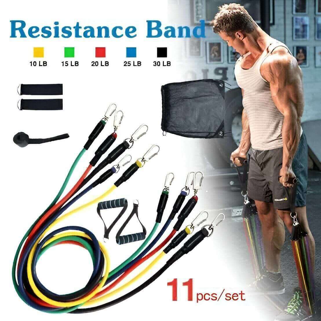 11-Piece Professional Resistance Bands Set | Full-Body Workout with Box Grand Bazaar