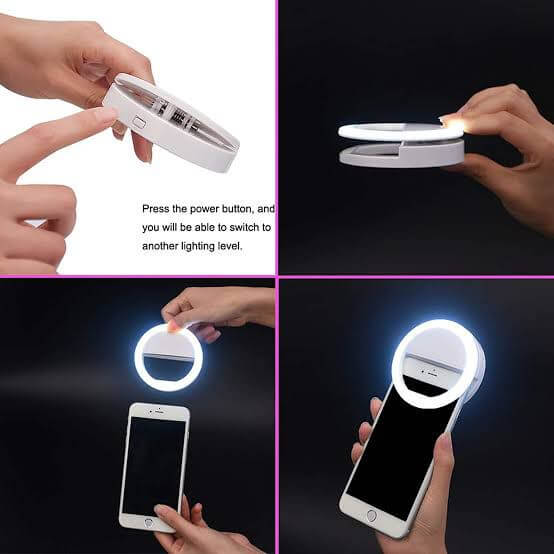 Rechargeable Mobile Selfie LED Ring Light – Mini Portable Ring Light with 3 Brightness Levels Grand Bazaar