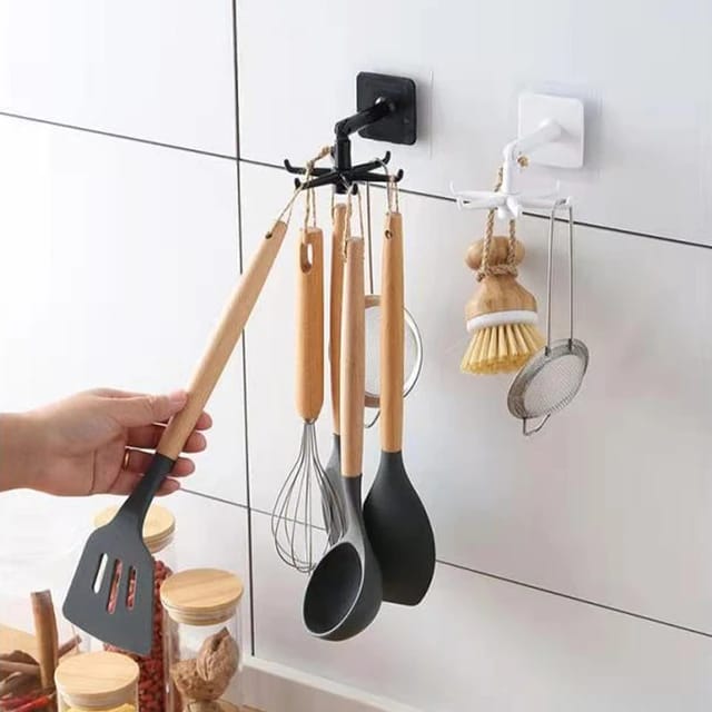 360-Degree Rotated Kitchen Hooks – Self-Adhesive (Random Colors) Grand Bazaar